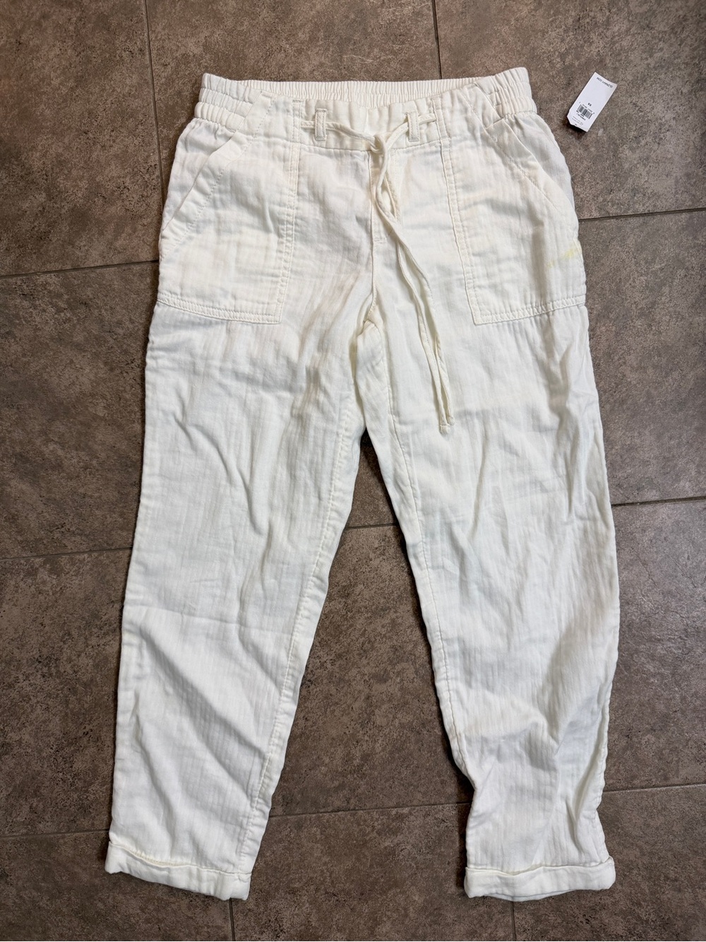 Old Navy women White Drawstring Linen-Blend Cargo Pants